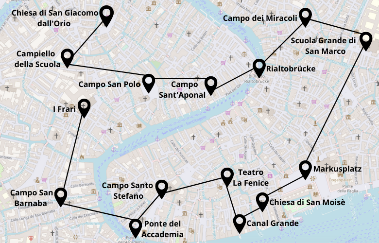 Ein Tag Venedig Stadtrundgang Karte Stadtplan 