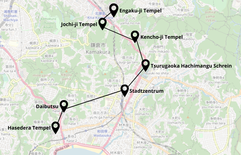 1 Tag Kamakura Stadtrundgang Karte Map