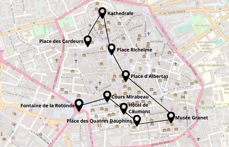 1 Tag in Aix en Provence Stadtrundgang Karte Map Plan
