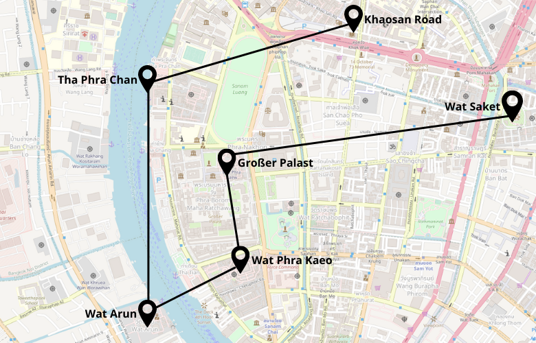 1 Tag Bangkok Stadtrundgang Karte Map
