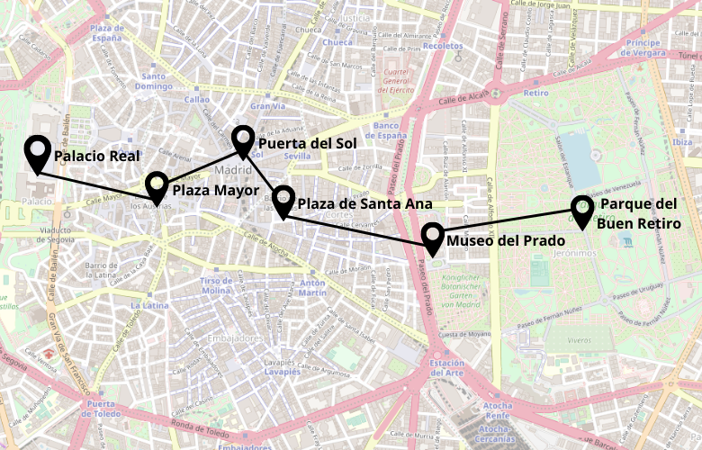 1 Tag Madrid Stadtrundgang Karte Map