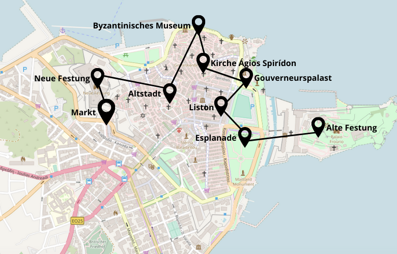 1 Tag Korfu Satdtrundgang Karte Plan Map