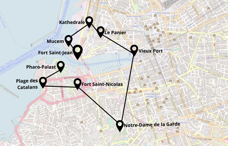1 Tag Marseille Stadtrundgang Plan Karte Map Highlights