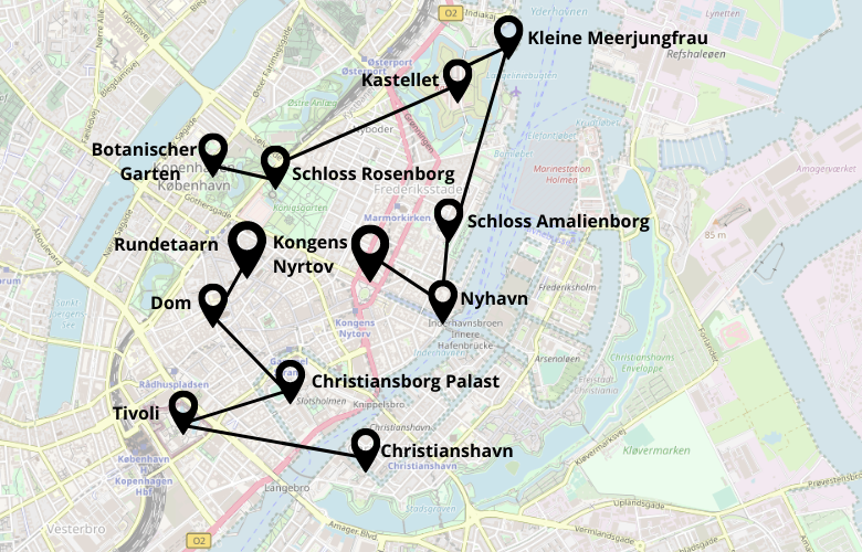 2 Tage Kopenhagen Karte Plan Stadtrundgang Map