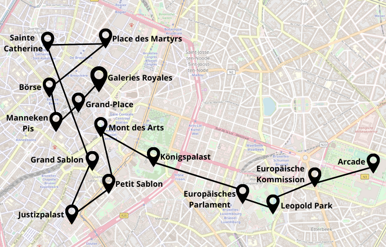 1 Tag Brüssel Stadtrundgang Karte Map Plan