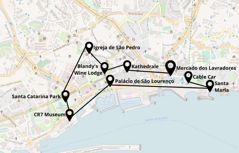1 Tag Funchal Stadtrundgang Karte Plan Map