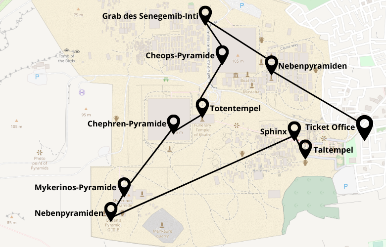 Pyramiden von Gizeh Rundgang Karte Map Plan