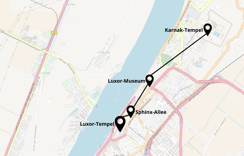 2 Tage Luxor Stadtrundgang Karte Plan Map
