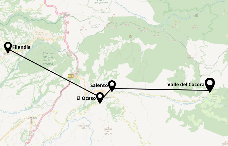 1 Tag Kolumbien Kaffeeregion Tour Karte Map Plan