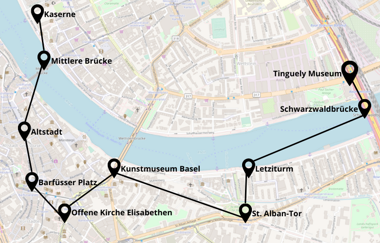 1 Tag Basel Stadtrundgang Karte Map Plan