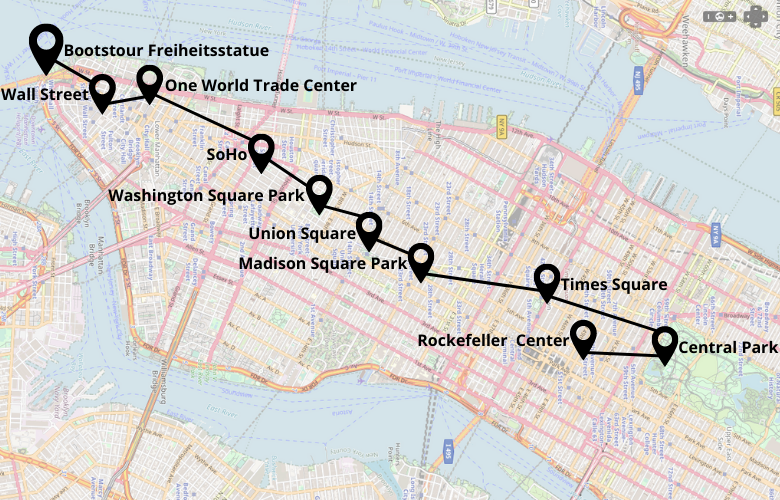 1 Tag New York City Stadtrundgang Karte Map Plan