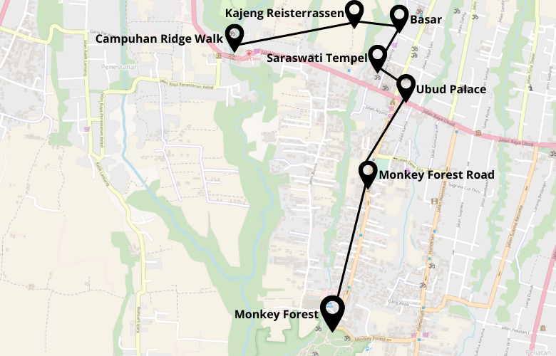 1 Tag Ubud Stadtrundgang Karte Map Plan