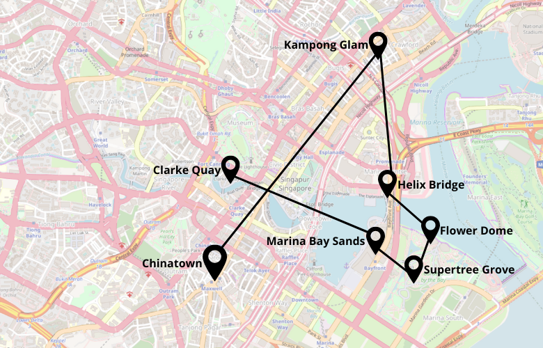 1 Tag Singapur Stadtrundgang Karte Map Plan