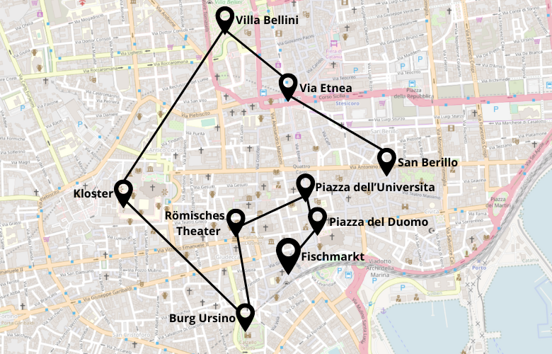 1 Tag Catania Stadtrundgang Karte Map Plan