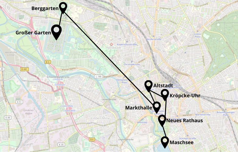 1 Tag Hannover Stadtrundgang Karte Map Plan
