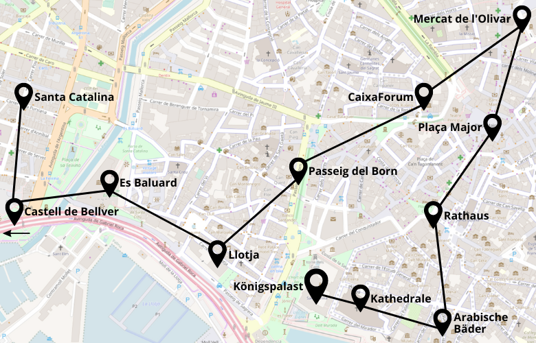 1 Tag Plama de Mallorca Stadtrundgang Karte Map Plan