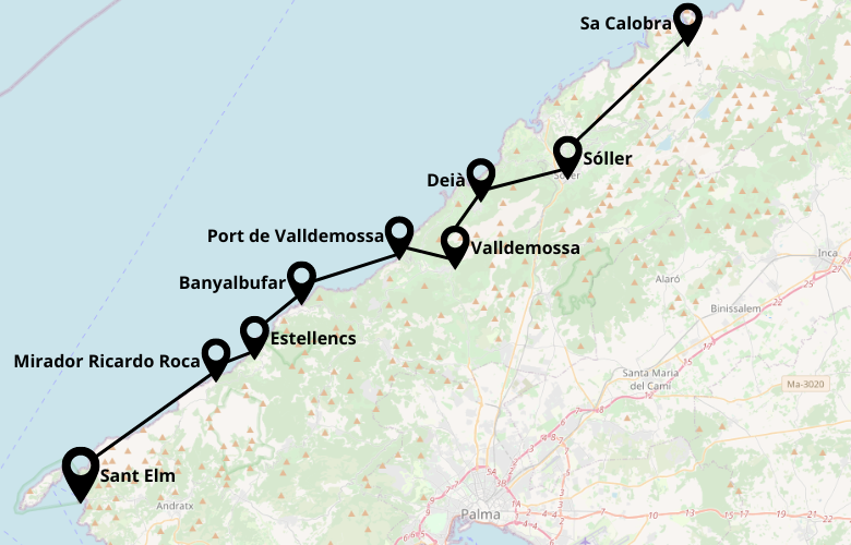 1 Tag Mallorca Westen Route Karte Map Plan