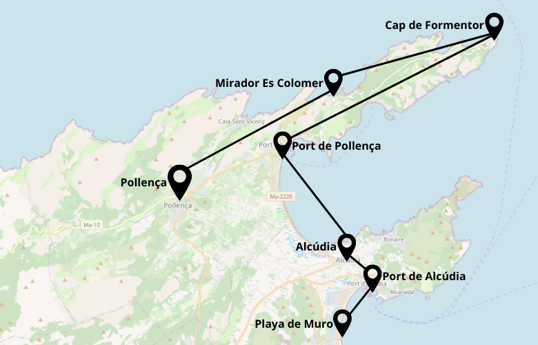 1 Tag Mallorca Norden Route Karte Map Plan