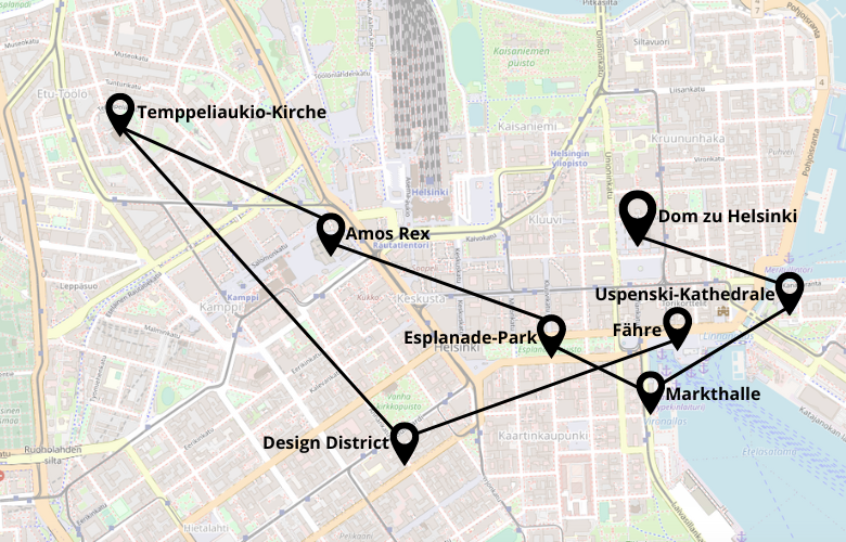 1 Tag Helsinki Stadtrundgang Karte Map Plan