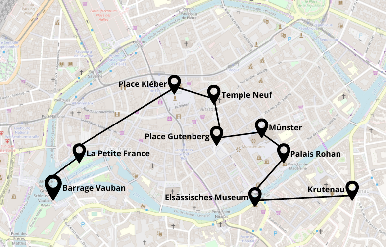 1 Tag Straßburg Stadtrundgang Karte Map Plan