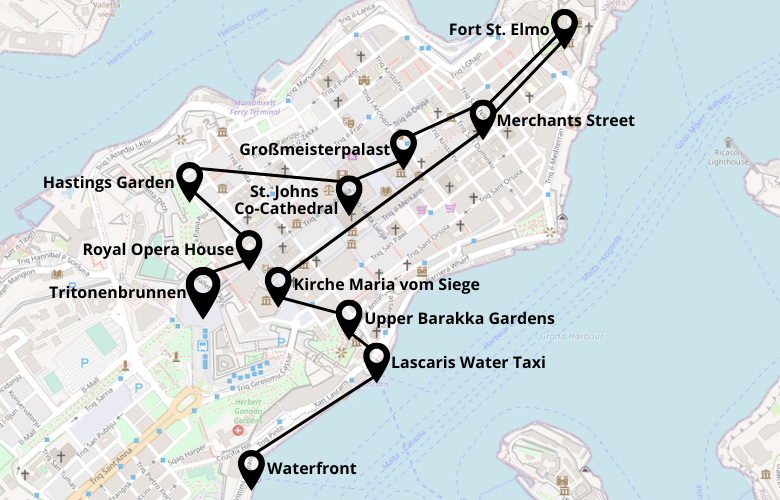 1 Tag Valletta Stadtrundgang Malta Karte Map Plan