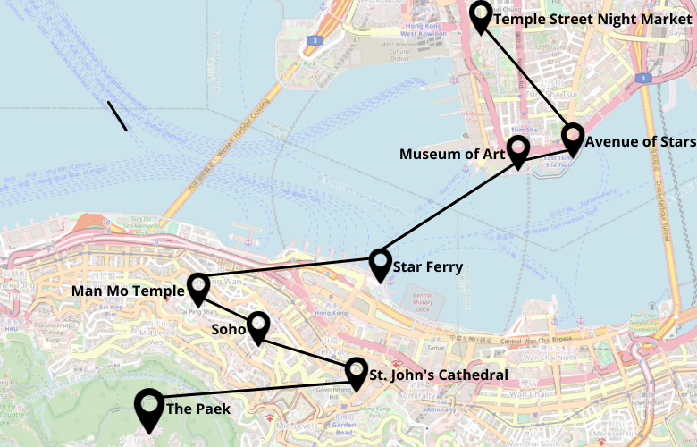 1 Tag Hongkong Stadtrundgang Karte Map Plan