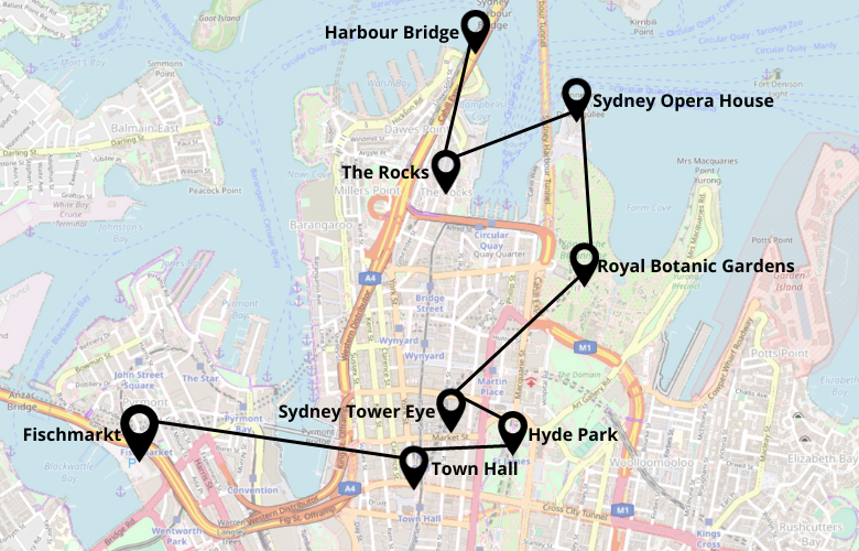 1 Tag Sydney Stadtrundgang Karte Map Plan