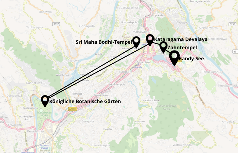 1 Tag Kandy Stadtrundgang Karte Map Plan