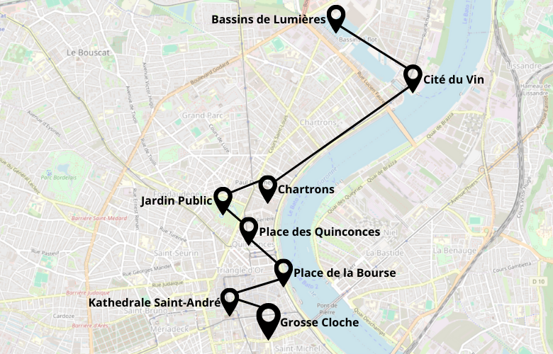 1 Tag Bordeaux Stadtrundgang Karte Map Plan