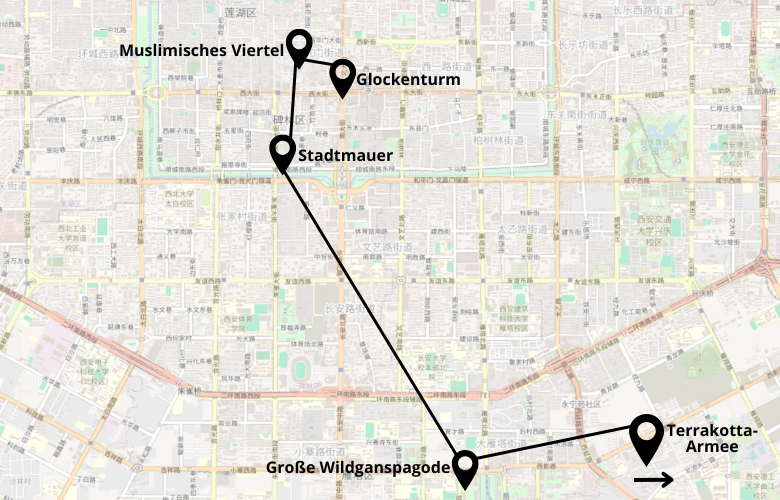 1 Tag Xian Stadtrundgang Karte Map Plan