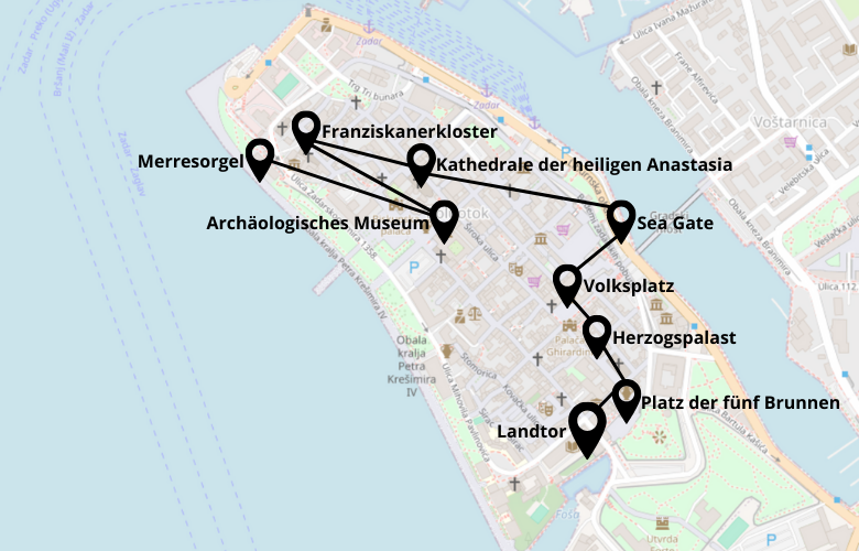 1 Tag Zadar Stadtrundgang Karte Map Plan