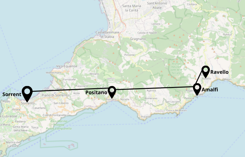 1 Tag Amalfiküste Route Karte Map Plan