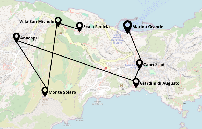 1 Tag Capri Route Rundgang Karte Map Plan