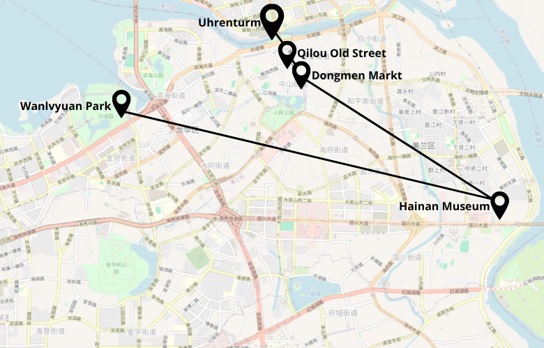 1 Tag Haikou Stadtrundgang Karte Map Plan