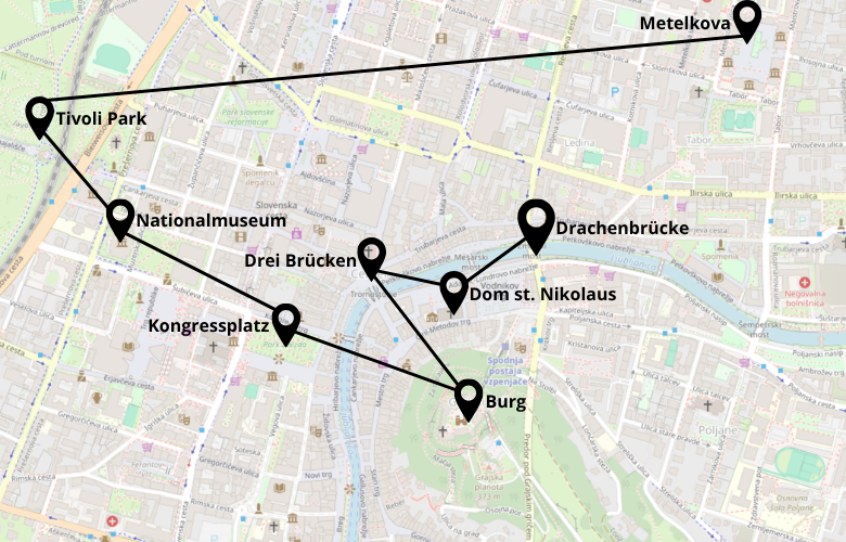 1 Tag Ljubljana Stadtrundgang Karte Map Plan