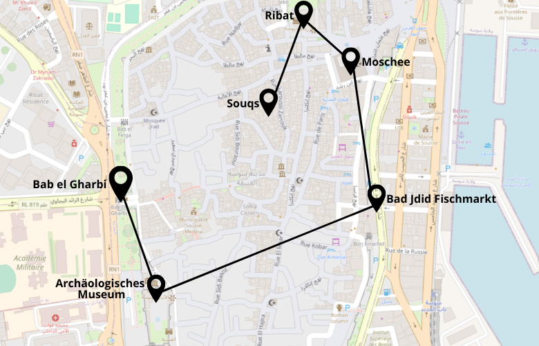 1 Tag Sousse Stadtrundgang Karte Map Plan