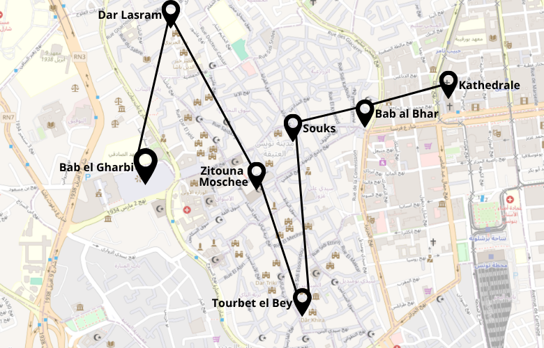 1 Tag Tunis Stadtrundgang Karte Map Plan